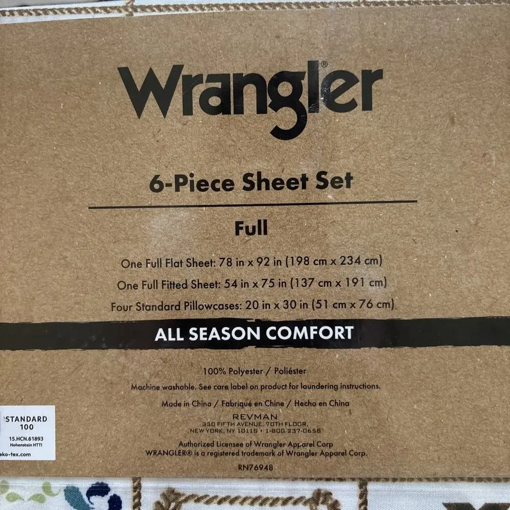 Wrangler FULL Tiles Horse Aztec Boots 6pc Sheets Set Western Cowboy Longhorn NEW